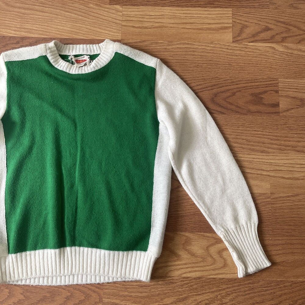 Dehen 1970s Colorblock Knit Varsity Sweater Cheer two tone  size 38/Medium women